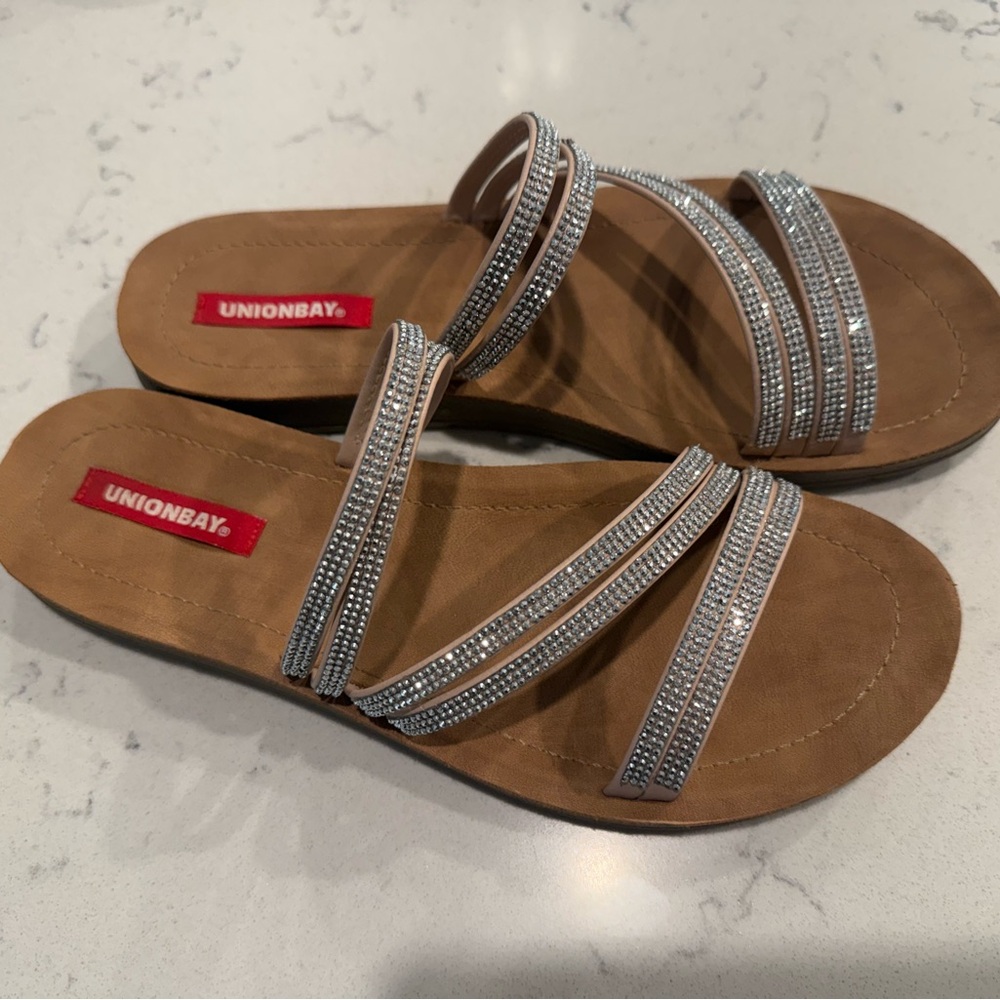 UNIONBAY Women's Brown and Silver Strappy Sandals